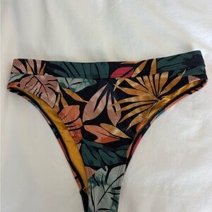 Billabong Tropical Leaf Bikini Bottoms in Black, Mustard & Green